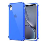 Svanove Designed for iPhone XR Case Clear, Neon Vibrant Bright Color, Transparent Protective Jelly Silicone Case for Women Girl Cute, Soft Flexible TPU, Thin Slim, Neon Blue