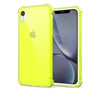 Svanove Designed for iPhone XR Case Clear, Neon Vibrant Bright Color, Transparent Protective Jelly Silicone Case for Women Girl Cute, Soft Flexible TPU, Thin Slim, Neon Yellow