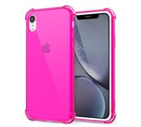 Svanove Designed for iPhone XR Case Clear, Neon Vibrant Bright Color, Transparent Protective Jelly Silicone Case for Women Girl Cute, Soft Flexible TPU, Thin Slim, Hot Pink