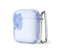 Svanove for Airpods 1st/ Airpods 2nd Clear Soft TPU Charging Case with Lock, Rugged Latch Airpod Case Protective Cover, Light Blue