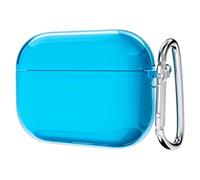 Svanove for Airpods 2 Case Clear Glitter, Sparkly Bling Cute Airpods Pro 1st 2nd Generation Case with Keychain, Hard Shell Y2k Aesthetic Airpods Cover Accessories for Women Girl, Neon Light Blue