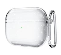 Svanove for Airpods 3 Case Clear Glitter, Sparkly Bling Cute Airpods 3rd Generation Case with Keychain, Hard Shell Girly Y2k Trendy Aesthetic Airpods Cover Accessories for Women Girl, Clear