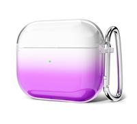 Svanove for Airpods 3 Case Clear Hard Plastic, Transparent Simple Cute Airpods 3rd Generation Case with Keychain, Girly Y2k Aesthetic Trendy Airpods Cover Accessories for Women, Gradient Neon Purple