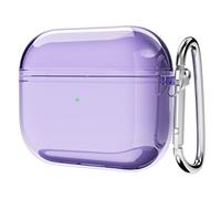 Svanove for Airpods 3 Case Clear Hard Plastic, Transparent Simple Cute Airpods 3rd Generation Case with Keychain, Girly Y2k Aesthetic Trendy Airpods Cover Accessories for Women Girl, Purple Lavender