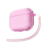 Svanove for Airpods 3 Case Clear with Strap, Cute Transparent Hard Shell Plastic Case for Airpods 3rd Generation Cover with Rope, Girly Y2K TPU Shockproof Protective Cases for Women Men, Pink