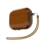Svanove for Airpods 3 Case Clear with Strap, Cute Transparent Hard Shell Plastic Case for Airpods 3rd Generation Cover with Rope, Girly Y2K TPU Shockproof Protective Cases for Women Men, Brown