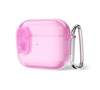 Svanove for Airpods 3rd Clear Soft TPU Charging Case with Lock, Rugged Latch Airpod Case Protective Cover, Pink