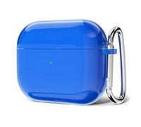 Svanove for Airpods 4 Case Clear Hard Plastic, Transparent Simple Cute Airpods 4th Generation Case with Keychain, Girly Y2k Aesthetic Trendy Airpods Cover Accessories for Women Girl, Neon Blue