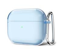 Svanove for Airpods 4 Case Clear Hard Plastic, Transparent Simple Cute Airpods 4th Generation Case with Keychain, Girly Y2k Aesthetic Trendy Airpods Cover Accessories for Women Girl, Light Blue