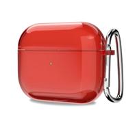 Svanove for Airpods 4 Case Clear Hard Plastic, Transparent Simple Cute Airpods 4th Generation Case with Keychain, Girly Y2k Aesthetic Trendy Airpods Cover Accessories for Women Girl, Red