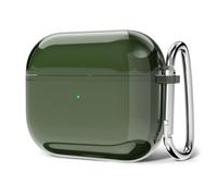 Svanove for Airpods 4 Case Clear Hard Plastic, Transparent Simple Cute Airpods 4th Generation Case with Keychain, Girly Y2k Aesthetic Trendy Airpods Cover Accessories for Women Girl, Green