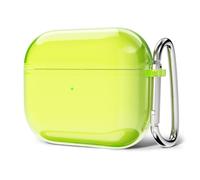 Svanove for Airpods 4 Case Clear Hard Plastic, Transparent Simple Cute Airpods 4th Generation Case with Keychain, Girly Y2k Aesthetic Trendy Airpods Cover Accessories for Women Girl, Neon Yellow