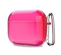 Svanove for Airpods 4 Case Clear Hard, Transparent Simple Cute Airpods 4th Generation Case with Keychain, Girly Y2k Aesthetic Trendy Airpods Cover Accessories for Women Girl, Neon Hot Pink
