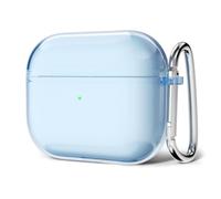 Svanove for Airpods 4 Case Clear Hard, Transparent Simple Cute Airpods 4th Generation Case with Keychain, Girly Y2k Aesthetic Trendy Airpods Cover Accessories for Women Girl, Light Blue