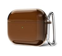 Svanove for Airpods 4 Case Clear Hard, Transparent Simple Cute Airpods 4th Generation Case with Keychain, Girly Y2k Aesthetic Trendy Airpods Cover Accessories for Women Girl, Brown