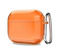 Svanove for Airpods 4 Case Clear Hard, Transparent Simple Cute Airpods 4th Generation Case with Keychain, Girly Y2k Aesthetic Trendy Airpods Cover Accessories for Women Girl, Neon Orange