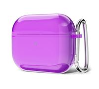 Svanove for Airpods 4 Case, Clear Transparent Cute Silicone Cover, Soft TPU Rubber Case for Women, Neon Purple