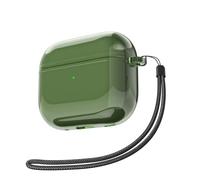 Svanove for Airpods 4 Case Clear with Strap, Cute Transparent Hard Shell Plastic Case for Airpods 4th Generation Cover with Rope, Girly Y2K TPU Shockproof Protective Cases for Women Men, Green