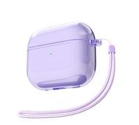 Svanove for Airpods 4 Case Clear with Strap, Cute Transparent Hard Shell Plastic Case for Airpods 4th Generation Cover with Rope, Girly Y2K TPU Shockproof Protective Cases for Women, Purple Lavender