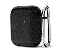 Svanove for Airpods Case Cheetah Animal Print, Girly Cute Leopard Pattern Airpods 1st 2nd Generation Case with Keychain, Aesthetic Y2k Trendy Hard Shell Cool Airpods Cover for Women, Black