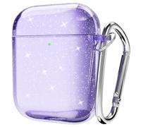 Svanove for Airpods Case Clear Glitter (1st/2nd), Cute Sparkle Bling Shiny Sparkly Transparent Airpods 2nd Generation Case Cover, Soft TPU Airpods 1st Case for Women Girl, Light Purple