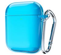 Svanove for Airpods Case Clear Hard Plastic, Transparent Simple Cute Airpods 1st 2nd Generation Case with Keychain, Girly Y2k Aesthetic Trendy Airpods Cover Accessories for Women Girl, Neon Teal