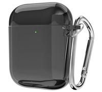 Svanove for Airpods Case Clear Hard Plastic, Transparent Simple Cute Airpods 1st 2nd Generation Case with Keychain, Girly Y2k Aesthetic Trendy Airpods Cover Accessories for Women Girl, Black