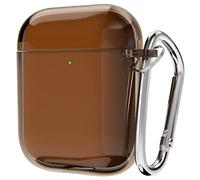 Svanove for Airpods Case Clear Hard, Transparent Simple Cute Airpods 1st 2nd Generation Case with Keychain, Girly Y2k Aesthetic Trendy Airpods Cover Accessories for Women Girl, Brown