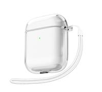 Svanove for Airpods Case Clear with Strap, Cute Transparent Hard Shell Plastic Case for Airpods 1st 2nd Generation Cover with Rope, Girly Y2K TPU Shockproof Protective Cases for Women Men, Clear