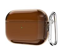 Svanove for Airpods Pro 2 Case Clear Hard Plastic, Transparent Simple Cute Airpods Pro 2nd Generation Case with Keychain, Y2k Aesthetic Trendy Airpods Cover Accessories for Women Girl, Brown