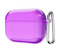 Svanove for Airpods Pro 2 Case Clear Hard Plastic, Transparent Simple Cute Airpods Pro 2nd Generation Case with Keychain, Y2k Aesthetic Trendy Airpods Cover Accessories for Women Girl, Neon Purple