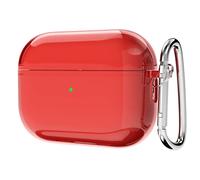 Svanove for Airpods Pro 2 Case Clear Hard Plastic, Transparent Simple Cute Airpods Pro 2nd Generation Case with Keychain, Y2k Aesthetic Trendy Airpods Cover Accessories for Women Girl, Red