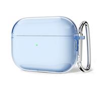 Svanove for Airpods Pro 2 Case Clear Hard Plastic, Transparent Simple Cute Airpods Pro 2nd Generation Case with Keychain, Y2k Aesthetic Trendy Airpods Cover Accessories for Women Girl, Light Blue