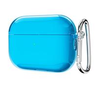 Svanove for Airpods Pro 2 Case Clear Hard Plastic, Transparent Simple Cute Airpods Pro 2nd Generation Case with Keychain, Y2k Aesthetic Trendy Airpods Cover Accessories for Women Girl, Neon Teal