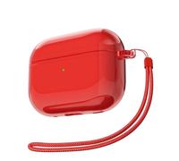 Svanove for Airpods Pro 2 Case Clear with Strap, Cute Transparent Hard Shell Plastic Case for Airpods Pro 1st 2nd Generation Cover with Rope, Girly Y2K TPU Protective Cases for Women Men, Red