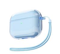 Svanove for Airpods Pro 2 Case Clear with Strap, Cute Transparent Hard Shell Plastic Case for Airpods Pro 1st 2nd Generation Cover with Rope, Girly Y2K TPU Protective Cases for Women Men, Light Blue