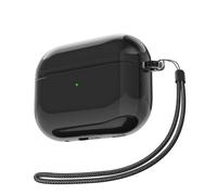 Svanove for Airpods Pro 2 Case Clear with Strap, Cute Transparent Hard Shell Plastic Case for Airpods Pro 1st 2nd Generation Cover with Rope, Girly Y2K TPU Protective Cases for Women Men, Black