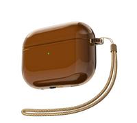 Svanove for Airpods Pro 2 Case Clear with Strap, Cute Transparent Hard Shell Plastic Case for Airpods Pro 1st 2nd Generation Cover with Rope, Girly Y2K TPU Protective Cases for Women Men, Brown