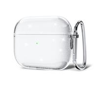 Svanove for Airpods Pro 3 Case Clear Glitter, Sparkly Bling Girly Cute Airpods Pro 3 Generation Case with Keychain, Hard Shell Y3k Aesthetic Bright Shiny Airpods Cover for Women, Clear