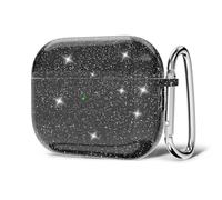 Svanove for Airpods Pro 3 Case Clear Glitter, Sparkly Bling Girly Cute Airpods Pro 3 Generation Case with Keychain, Hard Shell Y3k Aesthetic Bright Shiny Airpods Cover for Women, Black