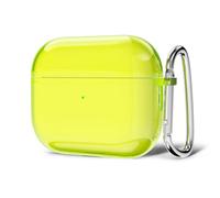 Svanove for Airpods Pro 3 Case Clear Hard Plastic, Transparent Simple Cute Airpods Pro 3 Generation Case with Keychain, Y2k Aesthetic Trendy Airpods Cover Accessories for Women Girl, Neon Yellow