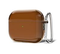 Svanove for Airpods Pro 3 Case Clear Hard Plastic, Transparent Simple Cute Airpods Pro 3 Generation Case with Keychain, Y2k Aesthetic Trendy Airpods Cover Accessories for Women Girl, Brown