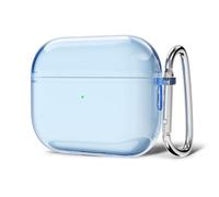 Svanove for Airpods Pro 3 Case Clear Hard Plastic, Transparent Simple Cute Airpods Pro 3 Generation Case with Keychain, Y2k Aesthetic Trendy Airpods Cover Accessories for Women Girl, Light Blue