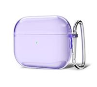 Svanove for Airpods Pro 3 Case Clear Hard Plastic, Transparent Simple Cute Airpods Pro 3 Generation Case with Keychain, Y2k Aesthetic Trendy Airpods Cover Accessories for Women Girl, Purple Lavender