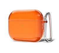 Svanove for Airpods Pro 3 Case Clear Hard Plastic, Transparent Simple Cute Airpods Pro 3 Generation Case with Keychain, Y2k Aesthetic Trendy Airpods Cover Accessories for Women Girl, Neon Orange