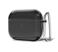 Svanove for Airpods Pro 3 Case Clear Hard Plastic, Transparent Simple Cute Airpods Pro 3 Generation Case with Keychain, Y2k Aesthetic Trendy Airpods Cover Accessories for Women Girl, Black