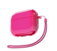Svanove for Airpods Pro 3 Case Clear with Strap, Cute Transparent Hard Shell Plastic Case for Airpods Pro 3rd Generation Cover with Rope, Girly Y2K TPU Protective Cases for Women Men, Neon Hot Pink