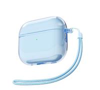 Svanove for Airpods Pro 3 Case Clear with Strap, Cute Transparent Hard Shell Plastic Case for Airpods Pro 3rd Generation Cover with Rope, Girly Y2K TPU Protective Cases for Women Men, Light Blue