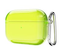 Svanove for Airpods Pro Case Clear Hard Plastic, Transparent Simple Cute Airpods Pro 1st Generation Case with Keychain, Y2k Aesthetic Trendy Airpods Cover Accessories for Women Girl, Neon Yellow