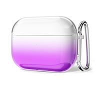 Svanove for Airpods Pro Case Clear Hard Plastic, Transparent Simple Cute Airpods Pro 1st Generation Case with Keychain, Y2k Aesthetic Trendy Airpods Cover Accessories for Women, Gradient Neon Purple